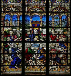 Ventana que representa la Última Cena