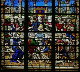 Ventana que representa la Última Cena