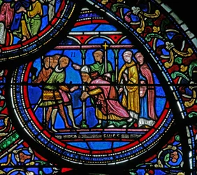 Vidriera w23 que representa el asesinato de santo Tomás Becket