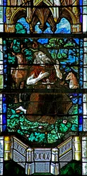 Ventana w29 que representa a San Juan Bautista predicando a los animales