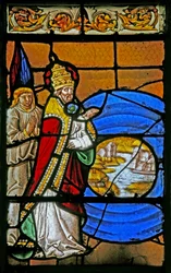 Ventana w2 que representa la Creación del mar y la tierra seca