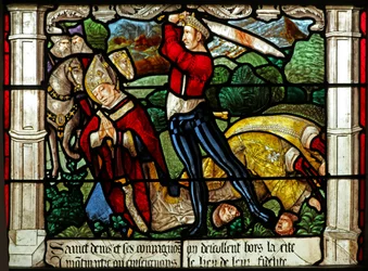 Vidriera w31 que representa la decapitación de San Dionisio (vidriera)