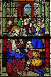 Ventana w4 que representa la Adoración de los Magos
