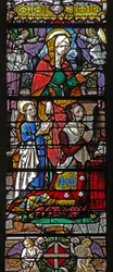 Ventana w5 que representa a Santa Ana y un donante