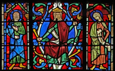 Ventana w6R el Árbol de Jesé: la Virgen María y dos profetas