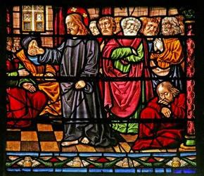 Ventana w6 que representa a Cristo predicando