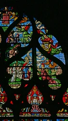 Ventana w6 que representa una escena de la vida de Santa María Magdalena - la última comunión de la santa