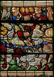 Ventana w9 que representa el Juicio Final - después de Albert Durer