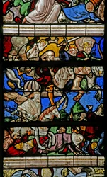 Ventana w9 que representa el Juicio Final - después de Albert Durer