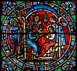 Ventana wXV que representa a Jesús encontrado en el Templo