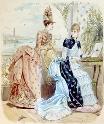 Mujeres en un balneario junto al mar, 1885