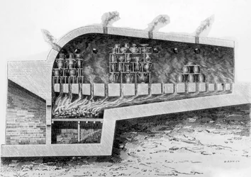 Horno de leña para hornear cerámica, 1882