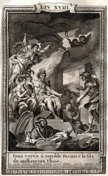 Ves, oh terrible divinidad, el hijo del mal Ulises - grabado de 1798 por Monnet en 