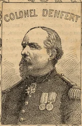 retrato del coronel francés Pierre Philippe Denfert-Rochereau - 1870-71 (grabado)