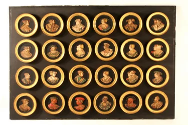 Una colección de veinticuatro dibujantes como medallones de retrato