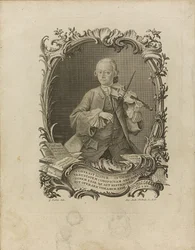 Leopold Mozart. Frontispicio del Versuch einer gründlichen Violinschule, 1756