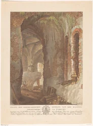 Vista de la bóveda subterránea del castillo de Vredenburg en Utrecht