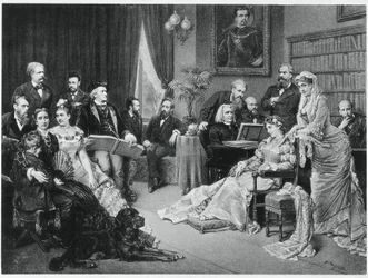 Richard Wagner y Liszt en Bayreuth con Cosima y Siegfried - después de Fritz Georg Papperitz
