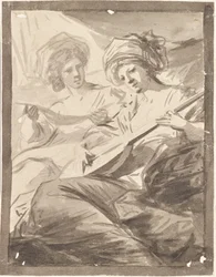 Dos mujeres con una mandolina (¿estudio para el doble retrato de las hermanas Victoire y Sophie von Fries?)