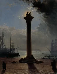 Luz de luna sobre la Piazzetta, c.1837 (óleo sobre lienzo)