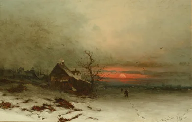 Regresando a casa al atardecer