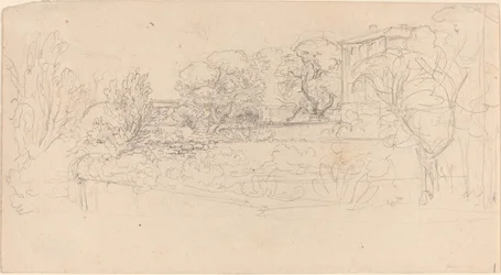 Un jardín en terrazas junto a una villa