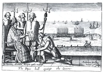 Bula del Papa contra la Reina en 1570 (grabado)