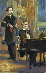 Wagner y el rey Luis II, c.1900 (litografía en color)