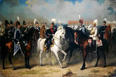 Elector Friedrich Wilhelm I de Hessen-Kassel con sus Oficiales en Desfile