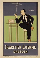 Reproducción de un cartel publicitario de los cigarrillos "Laferme", Dresde