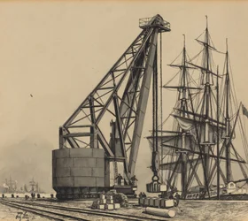 Grúa en el puerto libre