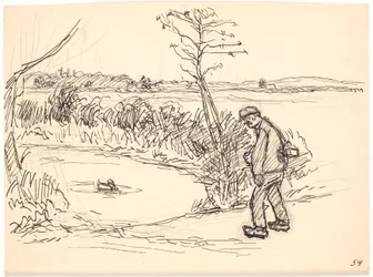 El campesino junto al lago congelado