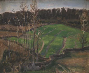 Paisaje en Svanninge con cultivo de invierno verde