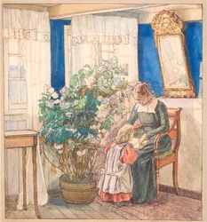Madre e hijo mirando imágenes (Anna y Hans Syberg)