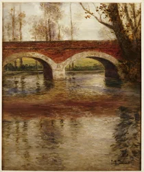Paisaje fluvial con un puente