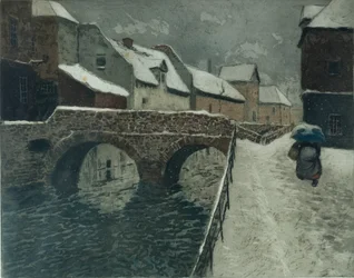 Puente en Amiens (grabado en color)