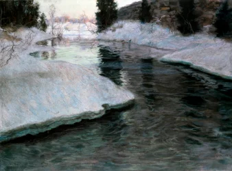 El deshielo del río Lysaker. Pintura de Fritz Thaulow (1847-1906). Pastel sobre lienzo. Colección privada.