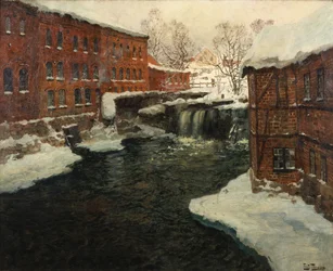 Escena de molino, c.1885-90 (óleo sobre lienzo)