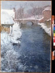 Paisaje del río de invierno Pintura de paisaje de Frits Thaulow (Johann Frederik) (1847-1906) Museo de Arte del Lejano Oriente, Khabarovsk Rusia
