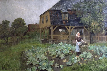 La casa señorial en Grunerlokka (óleo sobre lienzo)