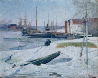 Invierno en el puerto, fiordo de Oslo