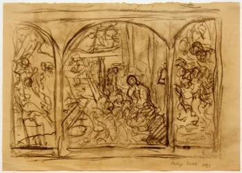 Boceto de composición "La noche santa"