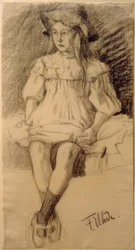 Niña sentada con sombrero