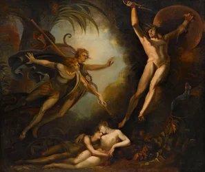 Satanás sorprendido, tocado por la lanza de Ithuriel, 1779