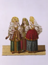 Trajes de mujeres y doncellas de Tver de la serie Vestimenta del estado ruso