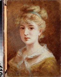 Una mujer parisina - Pintura de Fyodor Petrovich Chumakov (Chumakov) (1823-1911), óleo sobre lienzo, arte ruso de finales del siglo XIX-principios del XX, modernismo - Museo de Arte M Tuganov de Osetia del Norte, Vladikavkaz (Rusia)