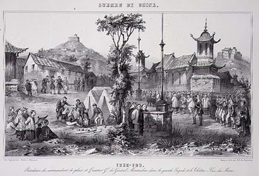 Cuarteles del General Montauban en la Gran Pagoda de Tche Fou, de 
