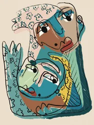 «Abrazos de rostros abstractos»