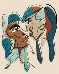 Beso abstracto de amantes