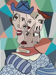 Retrato cubista a todo color